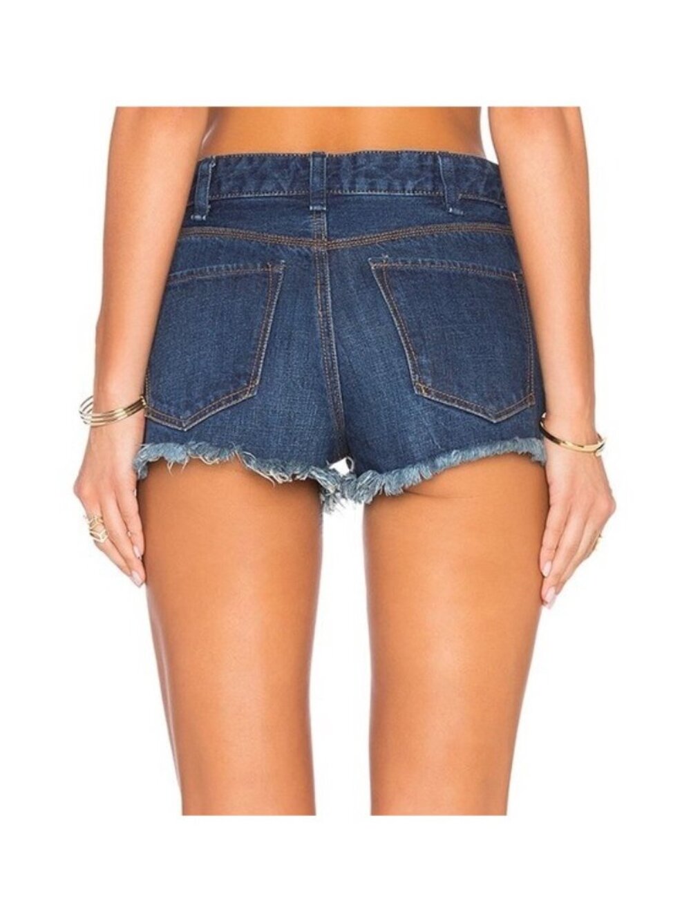 Free People Distressed Fringe Denim Jean Shorts 31| Boho Grunge Indie Sleaze Y2K - Picture 7 of 16